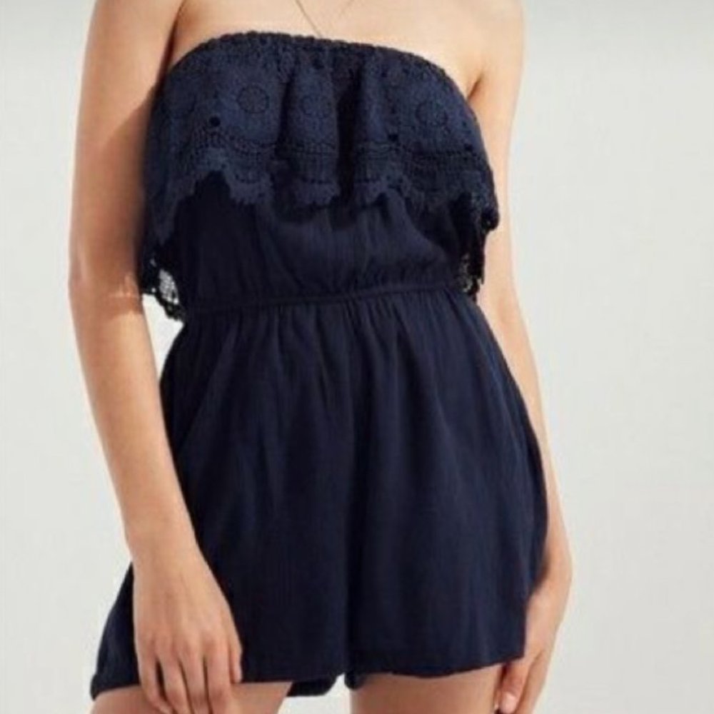 NWT Small Ecoté Navy Strapless Romper